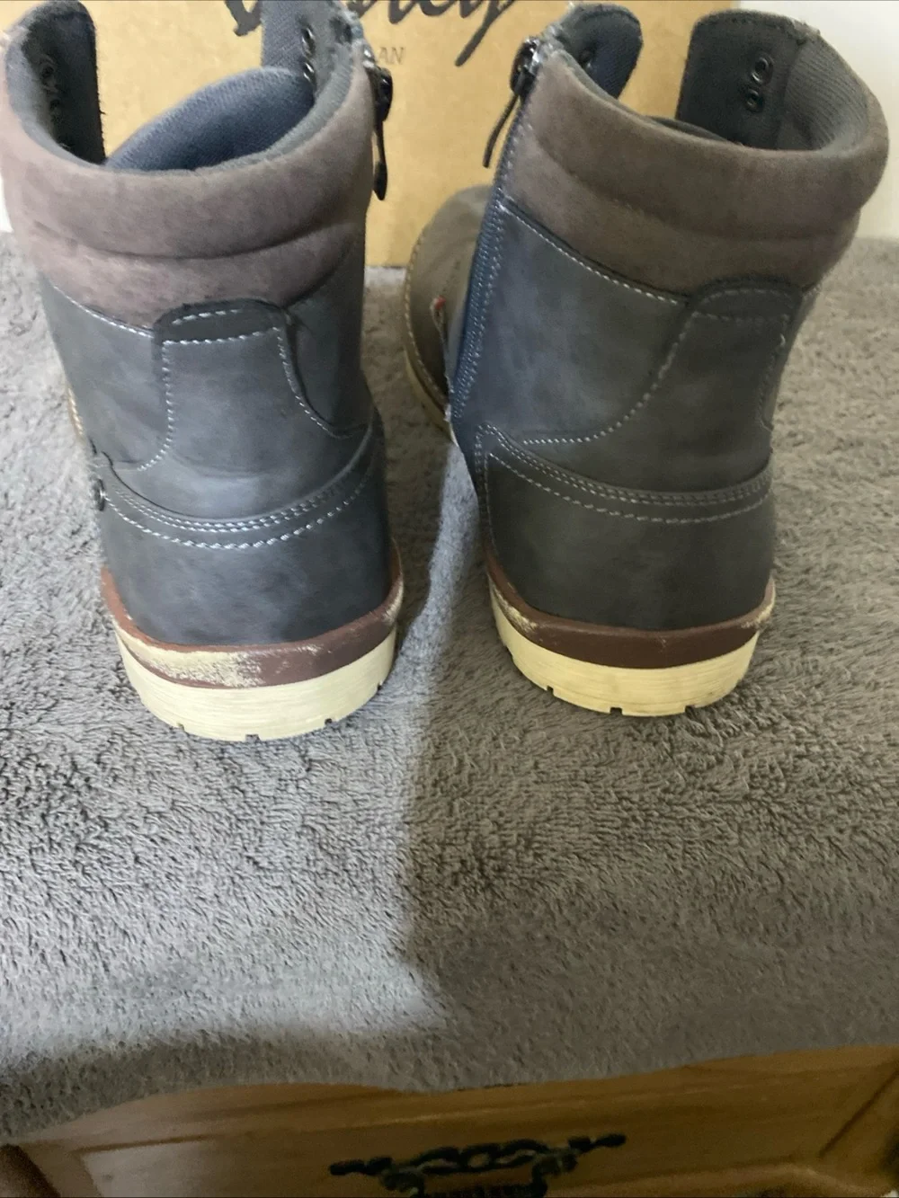 Men's Dark Brown Lace-Up Casual Boots with Padded Collar